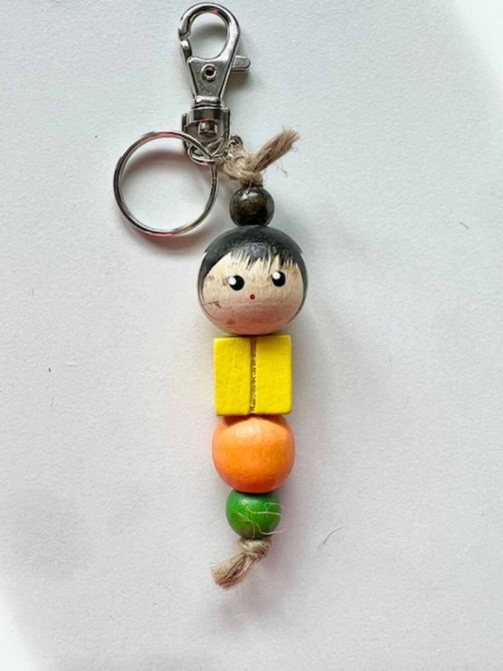 #2 - BAG CHARM KEY CHAIN - KOKESHI Doll Handmade with Vintage Wood Beads